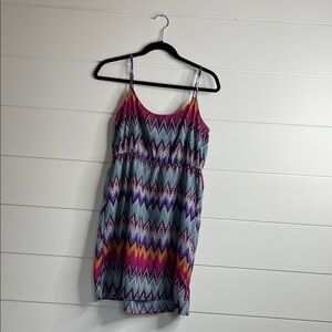Vibrant Roxy Chevron Print Spaghetti Strap Dress - Purple/Multi